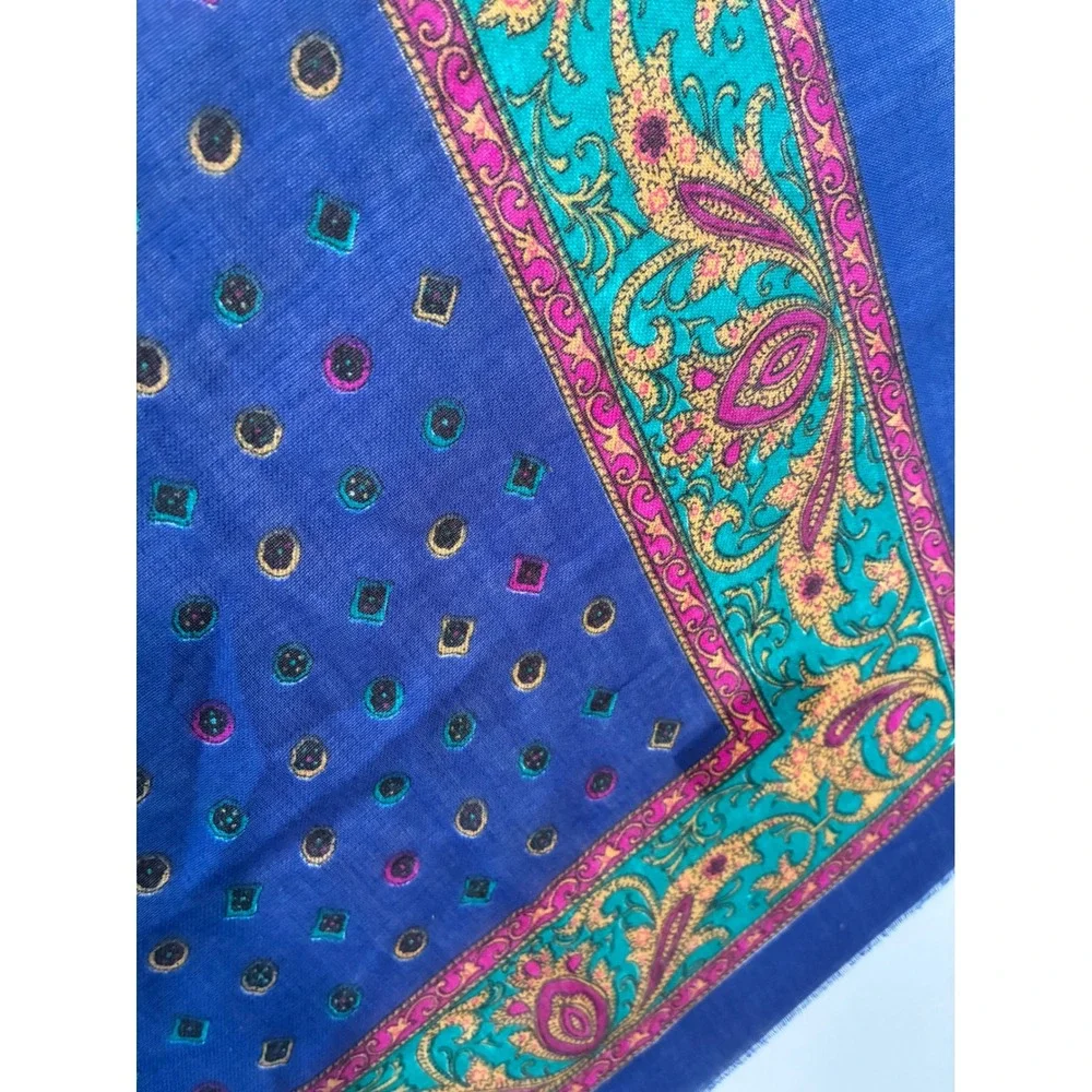 Liz Sinclair Square Scarf Paisley Vibrant Colorful BOHO Chic Blue Excellent